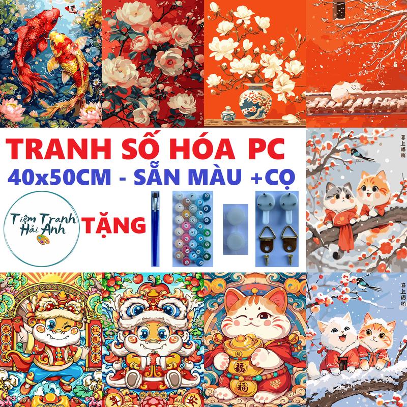  Tranh Tô Màu Theo Số 40x50 Căng Sẵn Khung Tặng Cọ Vẽ Bảng Màu Dầu Bóng Đinh Treo Tranh Số Hóa Sơn Dầu Acrylic Vẽ Tranh Diy Làm Đồ Handmade 