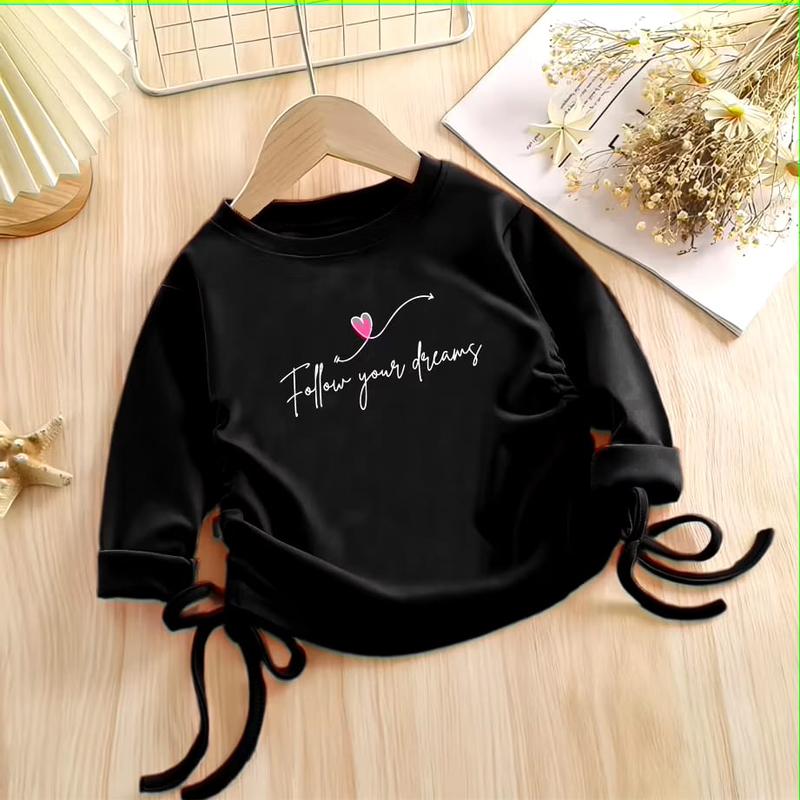 Kaos Anak Crop Usia 1 2 3 4 5 6 7 8 9 10 11 12 Tahun crop tangan panjang tali serut follow your dream 5