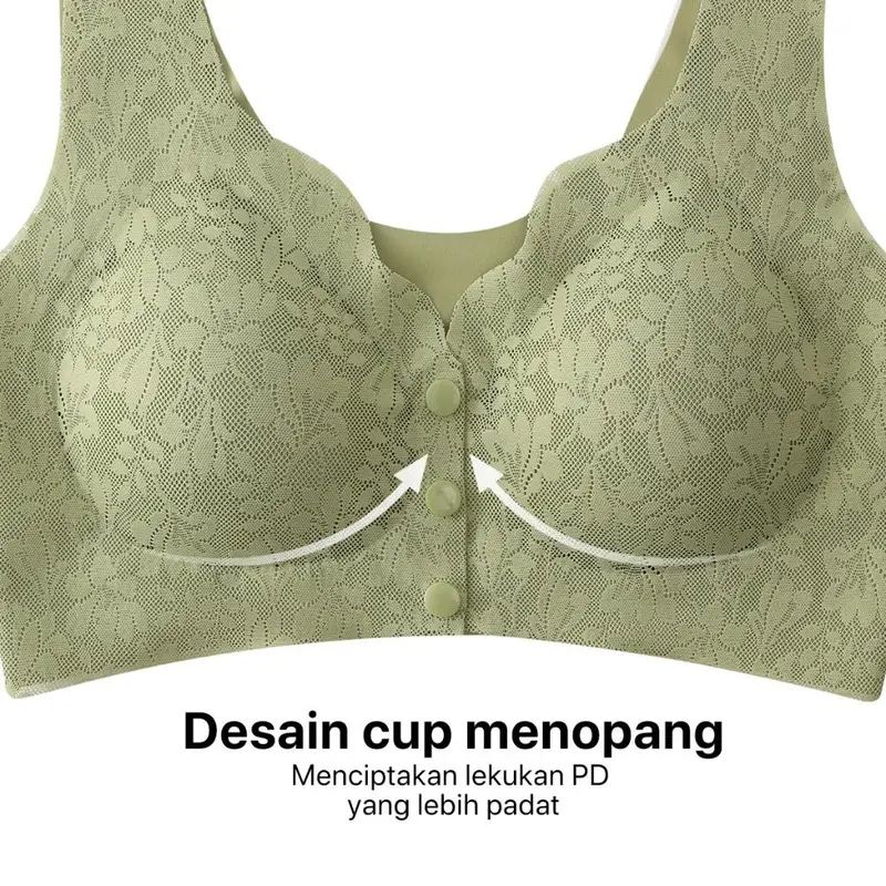 Celyne Bra Wanita Seamless Ringan Bra Tanpa Kawat Motif Renda Anti Gatal Bra Katun Ibu Menyusui Bh Bumil Kancing Depan Busui 1210 6