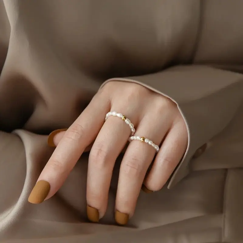 Cincin Simple Full Mutiara Oval Baby Asli Air Tawar Size 2.5mm Perhiadan Cantik Elegan Pearl Jewelry
