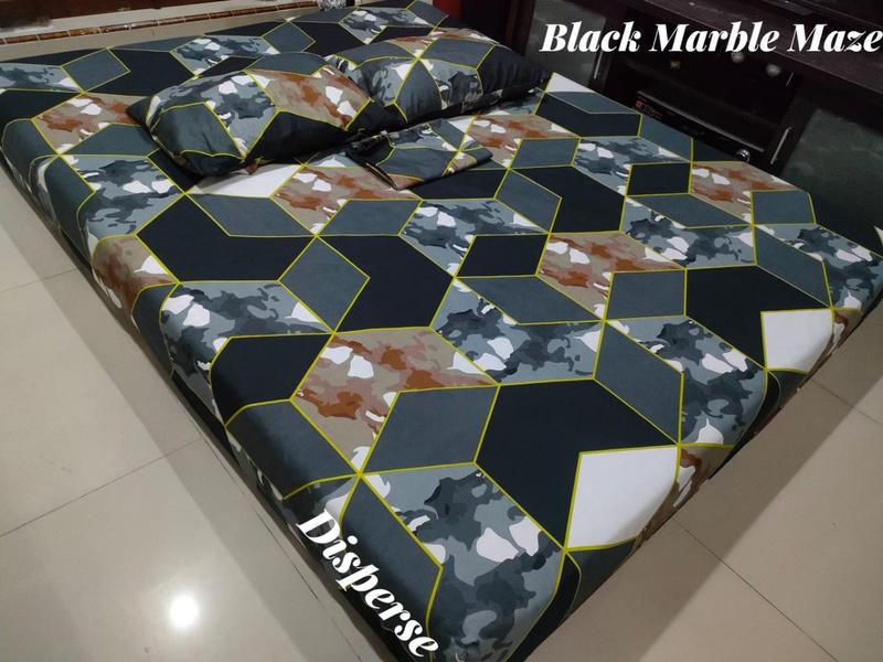 Sprei set motif Marble abstrak kekinian ukuran 120, 160, 180, 200 bahan katun 3