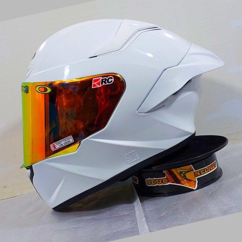 Helm Full Face Mla Crypton Solid Glosy Kaca Visor Clear Blue Red Gold/Helm Full Face Terbaru  SNI Original 8