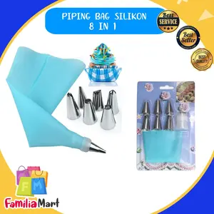 Piping bag silikon set nozzle spuit 8 in 1 serbaguna penghias kue pastry