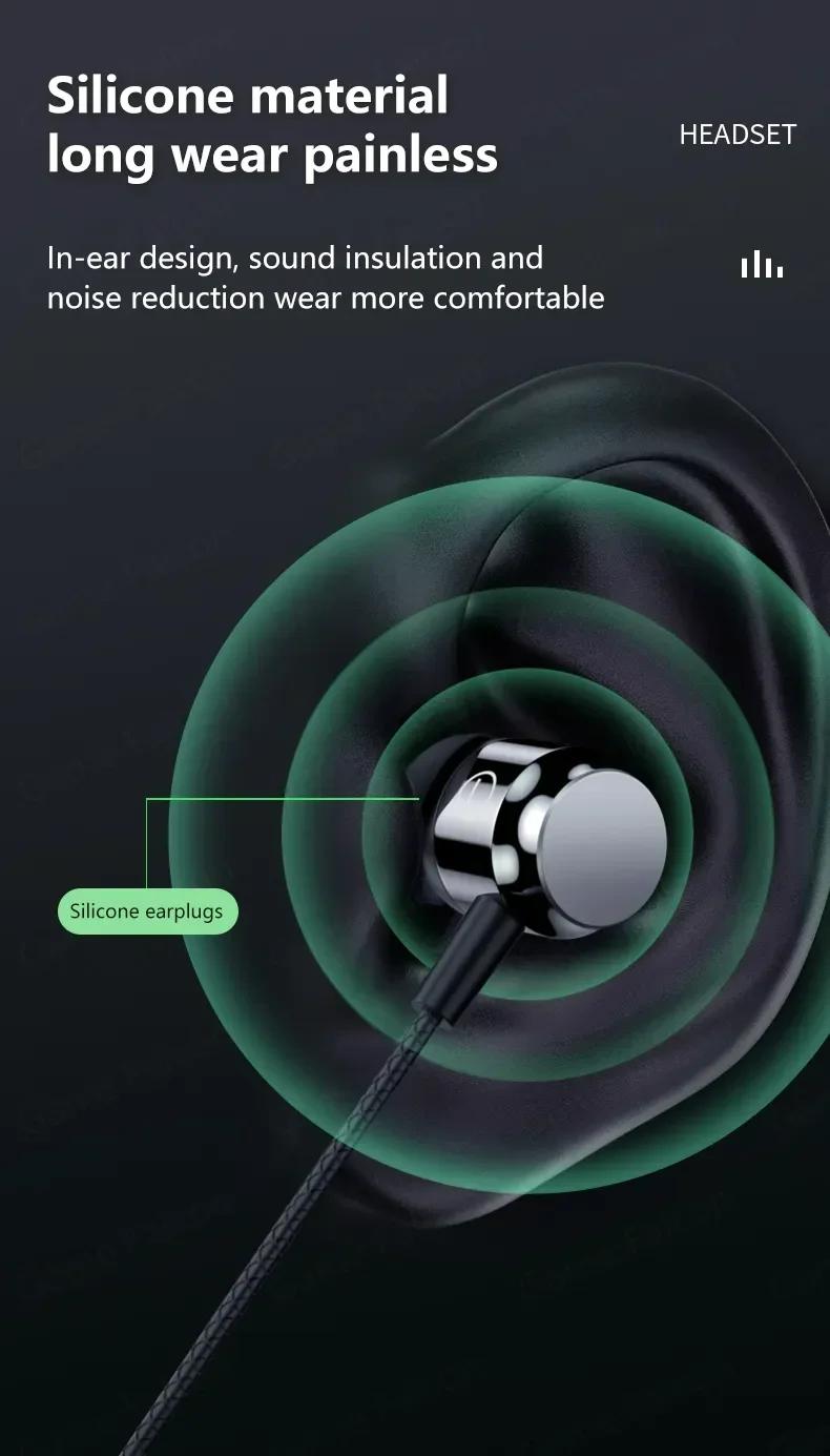 Earphone Gaming Berkabel 3.5Mm/Tipe-c Headphone In-Ear HiFi Bass Bebas Genggam Earbud Musik Stereo Headset Olahraga Portabel untuk Semua Ponsel Pintar