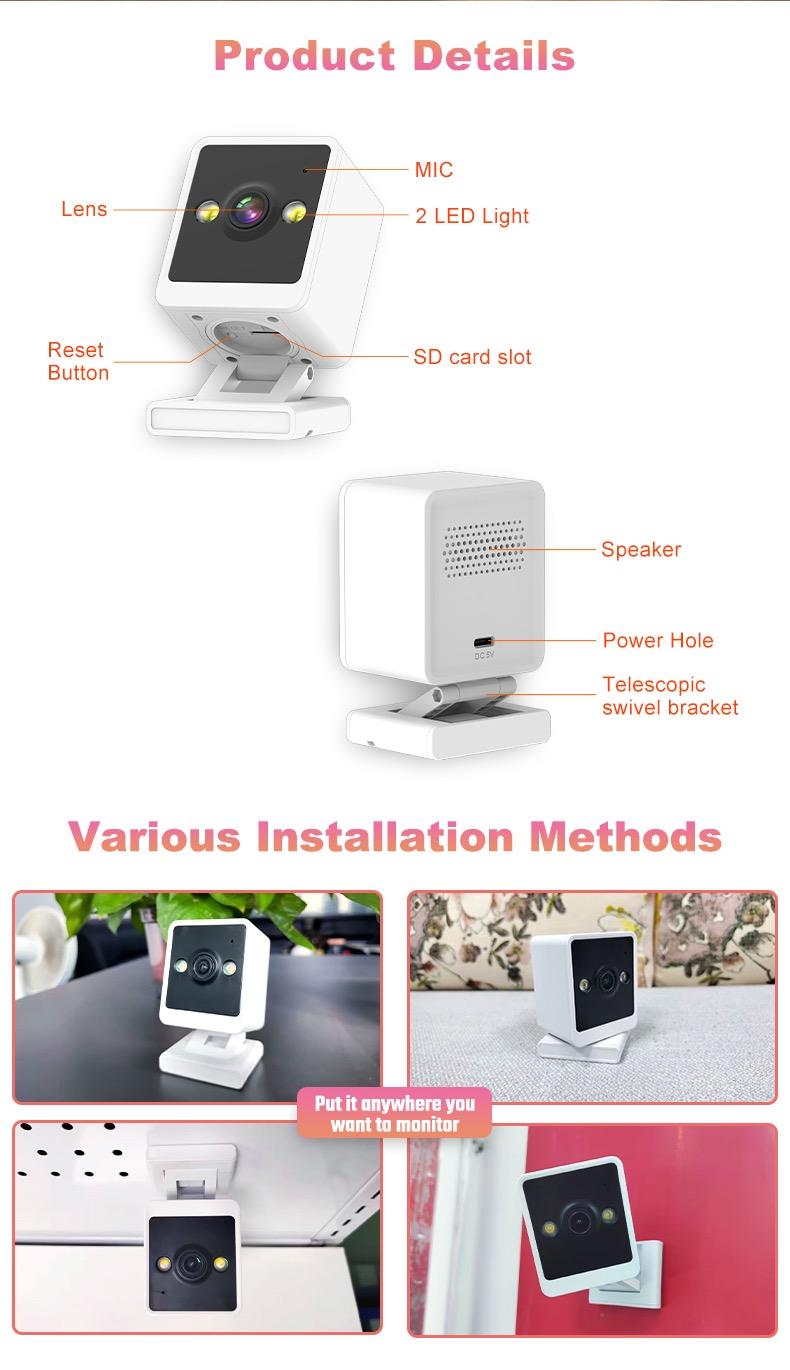 Product Introduction of Smart Home Security Camera Baby Monitor Camera Compact indoor Plug-in Smart Security Camera, 1080P FHD Video, Night Vision, Motion Detection, Two-way Audio, Easy Set Up 3