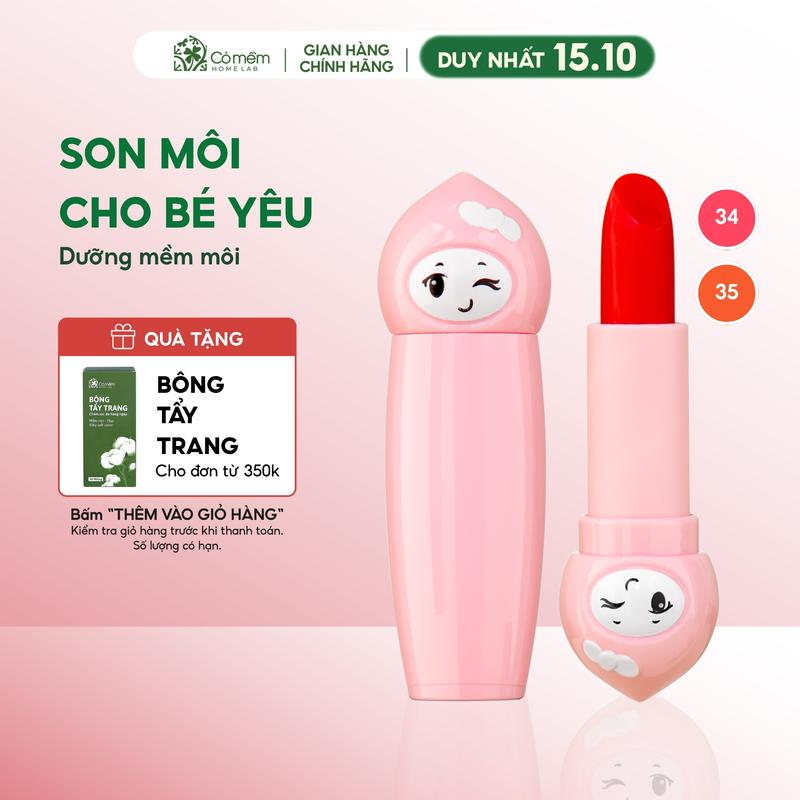 Son Môi Lụa Có Màu Cho Bé Búp Bê Cỏ Mềm Thiên Nhiên An Toàn 4g