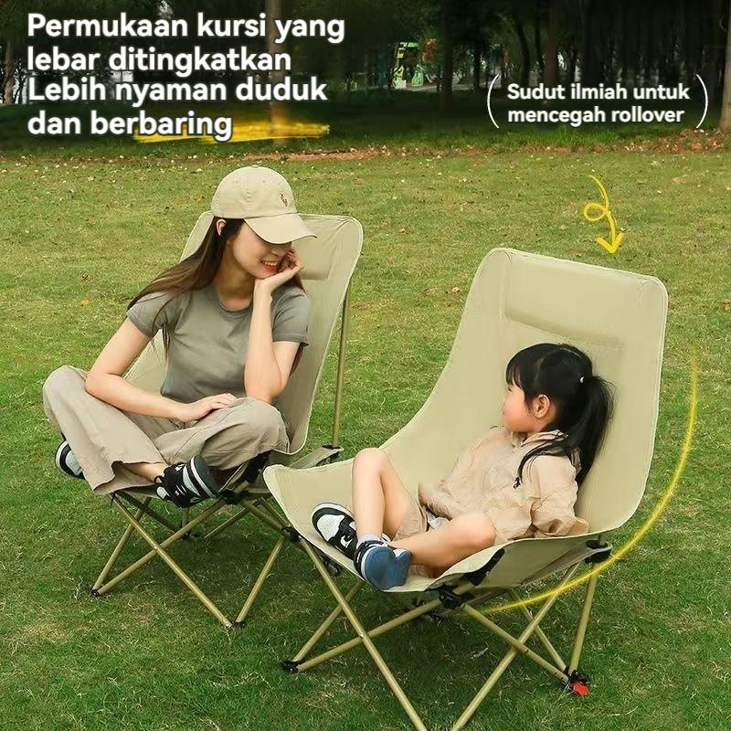 OKGO Kursi Lipat Camping Kursi Malas Camping Kursi Lipat Pancing Camping Fishing Chair High Back Folding Chair Outdoor Outdoor bahan oxford  furnitur berkemah metal garansi produsen  warna polos beige baja karbon tinggi 3