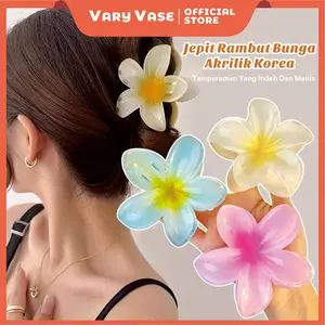 Vary Vase Jepit Rambut Wanita Motif Bunga Jepit Rambut Kamboja Akrilik Aksesoris Rambut 8CM Jedai Bunga Aesthetic Elegan Plastik Clips