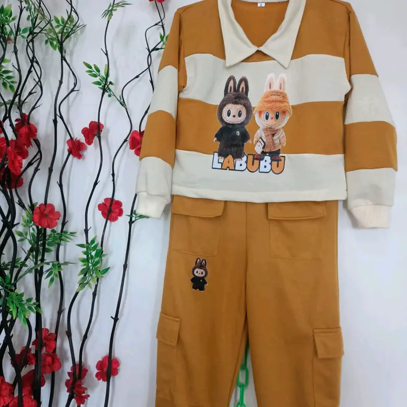 Setelan Pakaian Anak Celana cargo Baju Perempuan Kargo Salur DTF Sablon, Usia 3-10 Tahun - Fashion 3