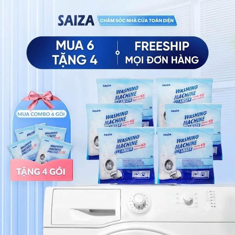 MUA 6 TẶNG 4 - Combo 6 Gói Bột Vệ Sinh Lồng Máy Giặt Saiza Tặng 4 Gói Cùng Loại - Giúp Làm Sạch Lồng Giặt Hiệu Quả