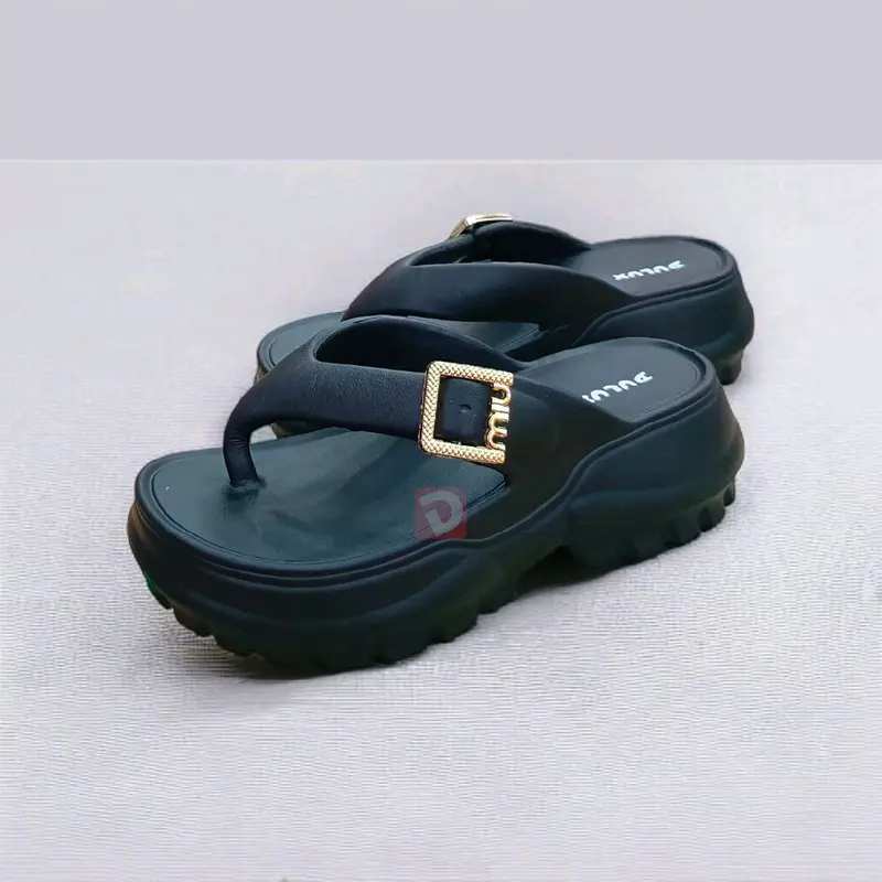 [Bisa COD] Sandal Jepit Wanita Model Kotak Emas Elegan Cocok Untuk Lebaran Idul Fitri Anti Slip Ringan Dipakai Dulux 693B Sendal Karet 3