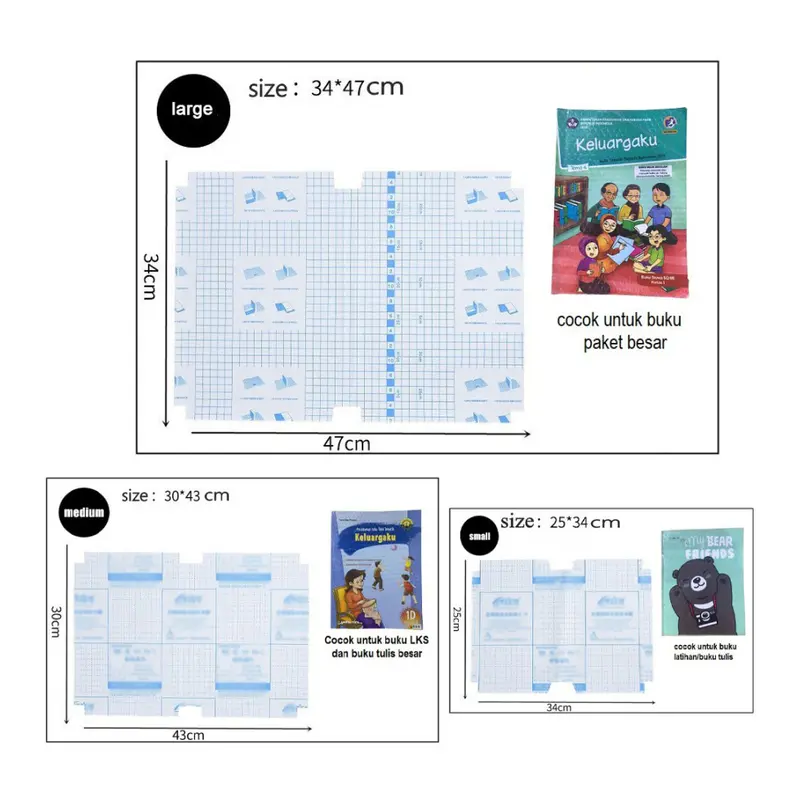 10 Lembar Sampul Buku Plastik PVC Tahan Air Sampul Plastik Lks Film Pelindung Buku Tulis Paper Stationery 2