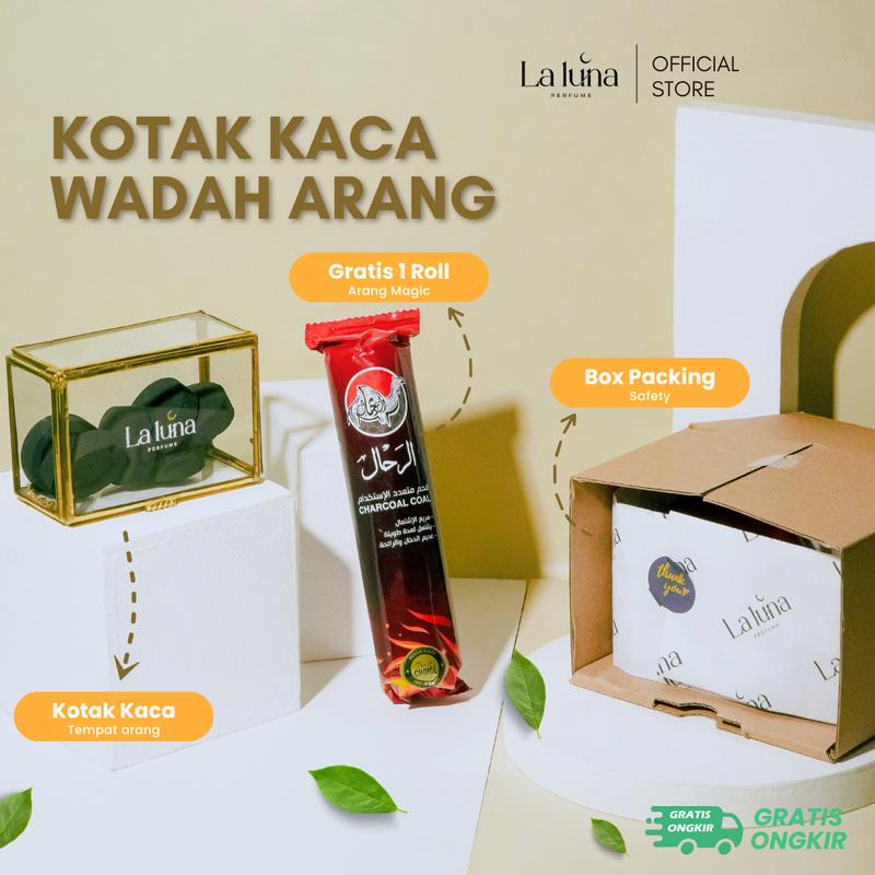 La Luna Kotak Kaca Wadah Arang Tempat Penyimpanan Serbaguna Antik (Gratis 1 Roll Arang) 1