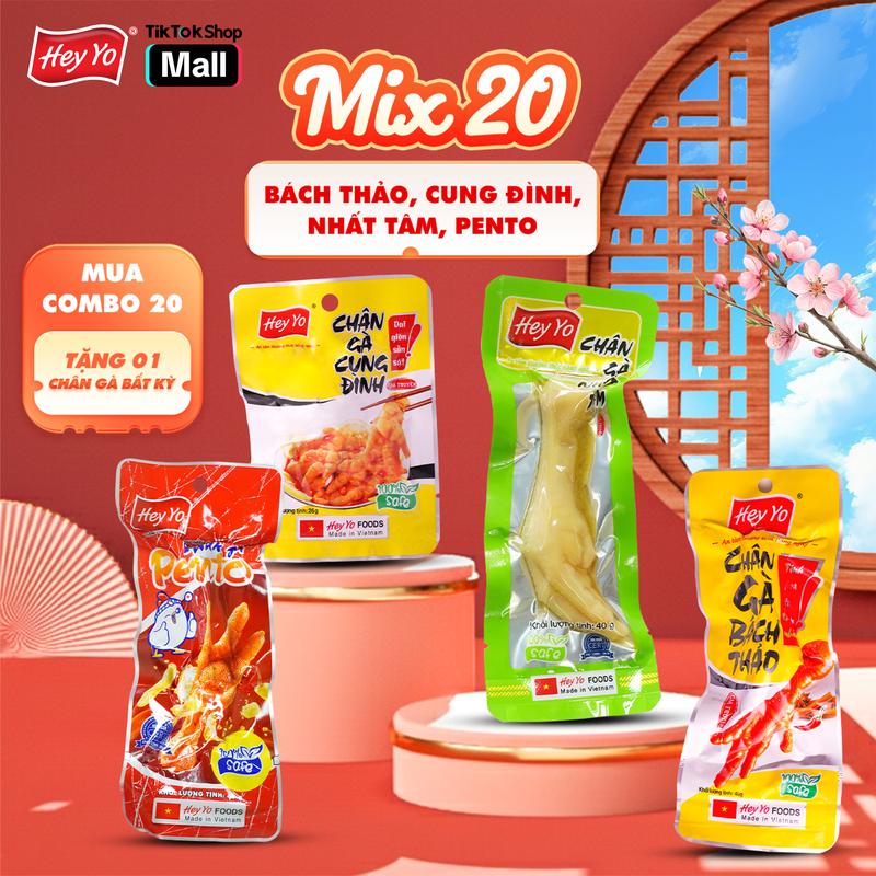 TẶNG QUÀ DUY NHẤT LIVE BRAND Combo 20 chân gà cay Hey Yo chân gà siêu cay chân gà ít cay chân gà rút xương Hàng Việt Nam Ăn Vặt Thơm ngon chất lượng