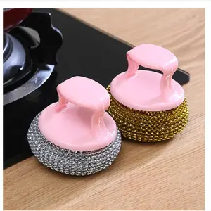 Sikat Bulat Multifungsi Dengan Gagang Almunium Sabut Serabut Kawat |Spon Kawat Cuci Piring Stainless Steel Panci Spons Sponge Dapur