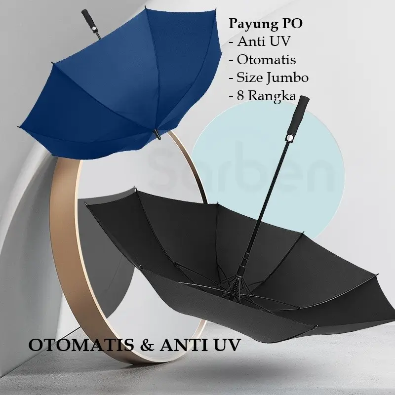 Sarben - Payung Panjang Otomatis Anti UV Muat untuk 3-4 Orang - Payung Golf Anti UV 0