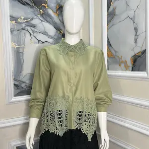 KEMEJA BLUS  RENDA BORDIR IMPORT BKK.Atasan Wanita Panjang Dewasa