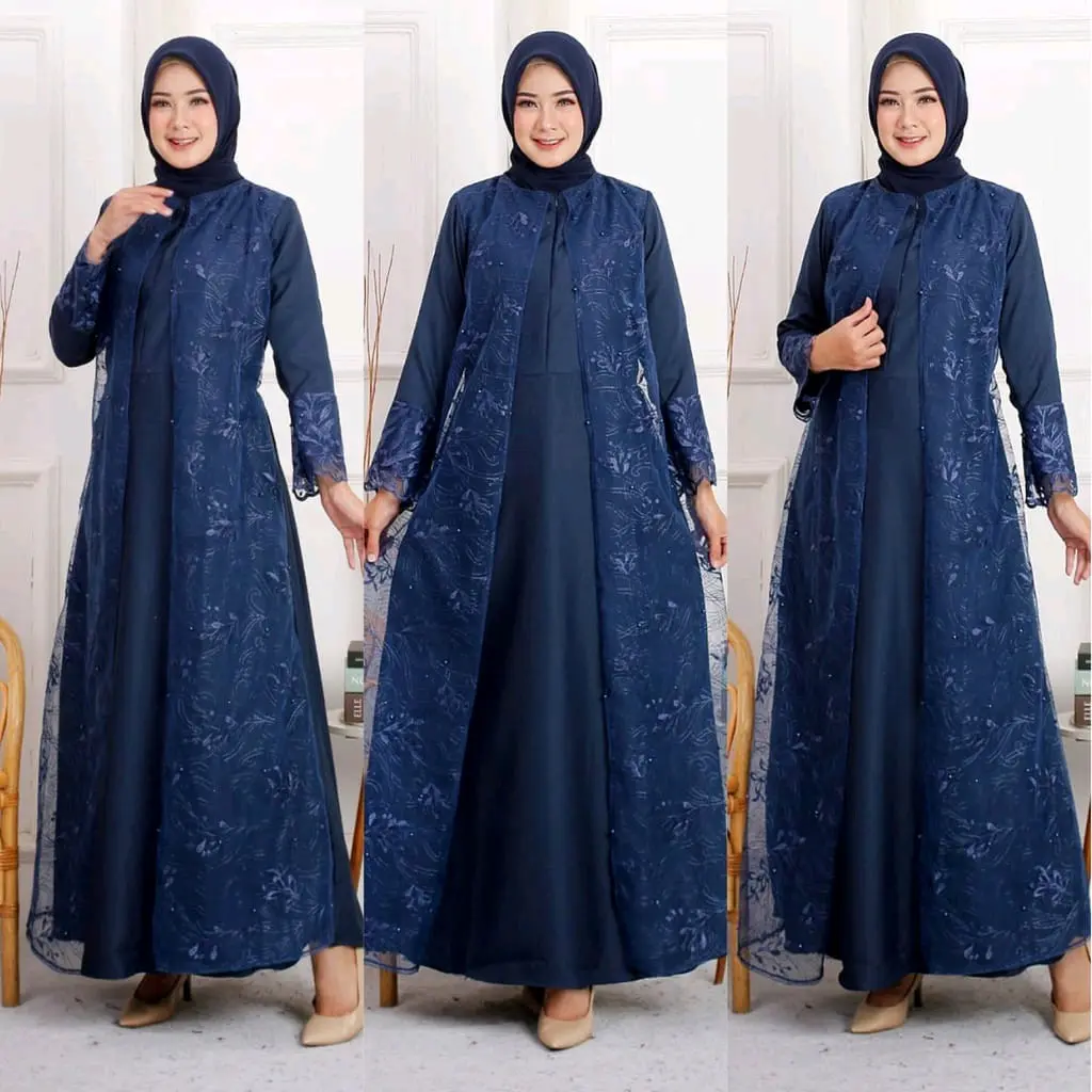 GAMIS PESTA  BUSUI BURKAT TILE MUTIARA TERBARU / TERLARIS SIZE M-L-XL- DAN XXL JUMBO MODEL HENA ( BAHAN SATIN )