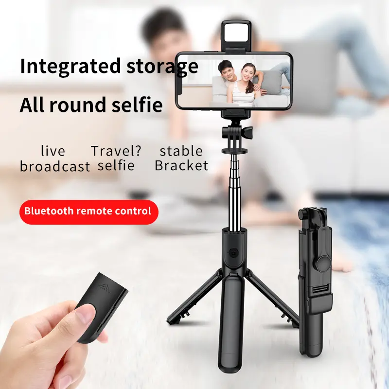 New 3 In 1 Wireless Selfie Tripod With Fill Light Bluetooth Shutter Remote Control Portable Foldable Monopod For Smart Phone