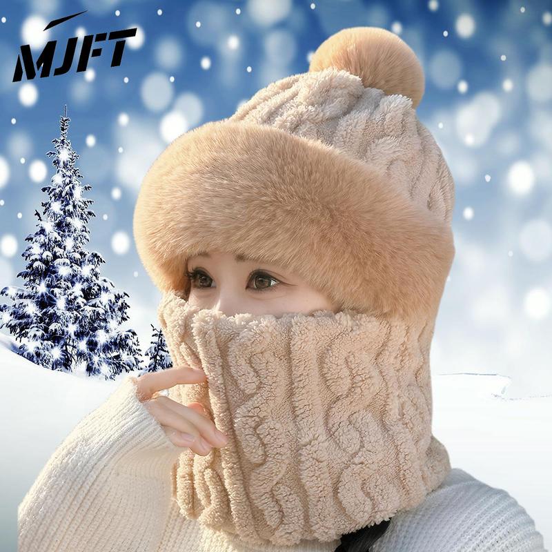 Mũ len nữ MJFT trùm đầu mũ bông mùa đông mũ đạp xe Chống gió và ấm áp quà tặng ngày lễ Nón Hat