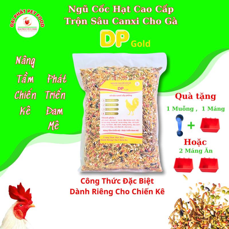  5kg Ngũ Cốc Loại 1 Có Sâu Sấy Cho Gà DP Gold Tặng Kèm 1 Muỗng + 1 Máng 