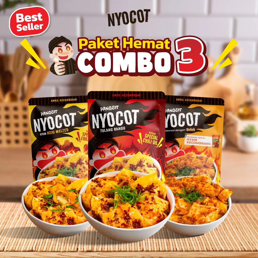 [Dapat 3 Pcs] NYOCOT Paket Hemat Combo 3 Pangsit Tulang Rangu / Pangsit Ayam Keju Lumer Meleleh / Pamgsit Ayam Kecombrang / Renyah Gurih / Cocok untuk Ngemil / Cemilan Pangsit Chili Oil / Makanan Instant