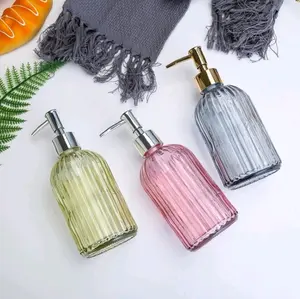 B (B184) TEMPAT / BOTOL SABUN TUTUP PUMP KACA WARNA 450 ML Dispenser