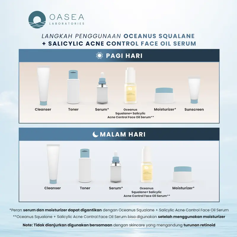Oasea Oceanus Squalane + Salicylic Acne Control Face Oil Serum - 5ml (Serum Minyak Wajah) ED 10/25 Acid Berjerawat 2