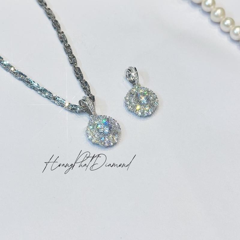 [ Hoàng Phát ] Phụ Kiện Mặt Dây Chuyền Bạc Ý 925 Vuông Hoa Bo Cạnh Trọn Nhỏ Nam Mỹ Xi Kim (M058) KHÔNG KÈM DÂY