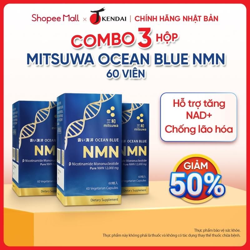 Combo 3 Hộp Mitsuwa Ocean Blue NMN Nhật Bản Hỗ Trợ Tăng NAD+,Chống Lão Hoá Hộp 60 Viên