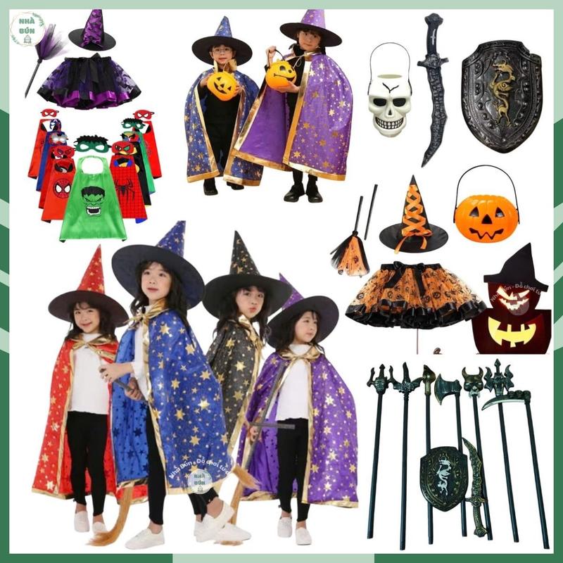 Đồ Chơi Nhập Vai Phụ Kiện Hoá Trang Halloween Phù Thủy Áo Choàng Siêu Nhân Siêu Anh Hùng Kèm Mặt Nạ Cho Bé Trai C17 A59