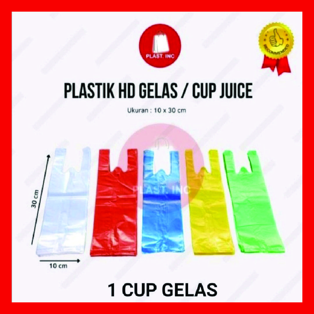 KANTONG PLASTIK WARNA WARNI CUP GELAS/ CUP JUS/ CUP BOBBA 10X30CM
