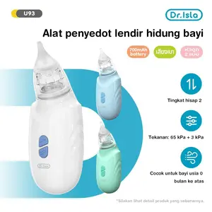 Dr.Isla Penyedot Ingus Bayi Elektrik U93 Aspirator Bayi dengan Baterai 700mAh 2 Tips Penghisapan Alat Pembersih Hidung Bayi Ramah Lingkungan 65Kpa±3Kpa Suction Strength 2 Suction Levels