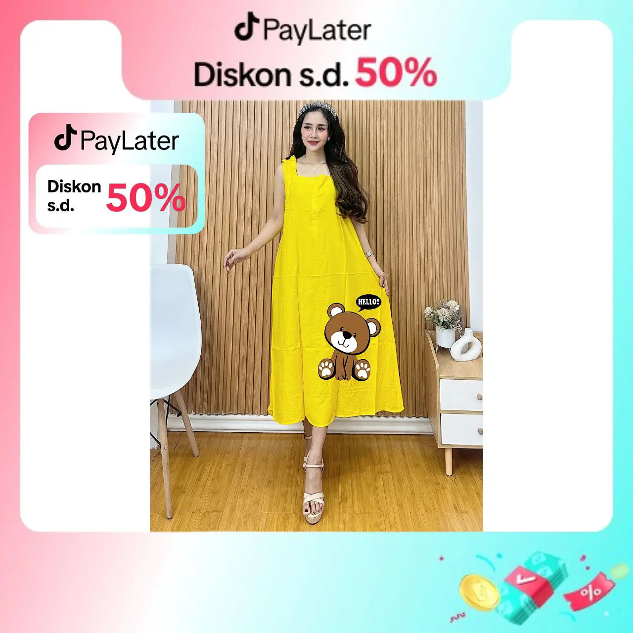 Daster Wanita Kekinian Pemikat Suami Busui Motif Bear Adem Rayon Premium