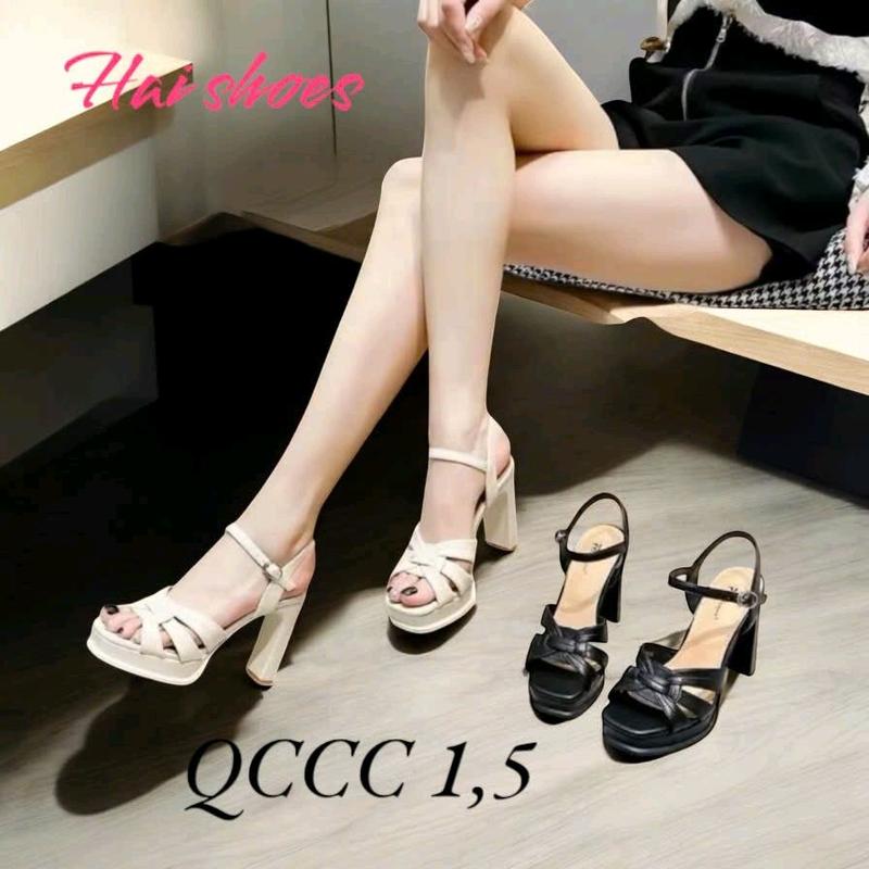 Hai Shoes - Săng Đan Cao Cấp 1.5 Da Thật Chính Hãng Cao 10cm QCCC 1,5 Giày Nữ Sandal Thiết Kế Tinh Tế Đế 8cm Phù Hợp Mọi Thời Tiết