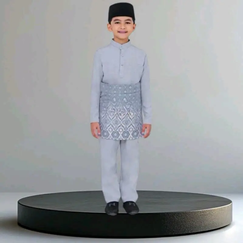 SETELAN Baju Melayu Anak Pria Teluk Belanga Muslim 7