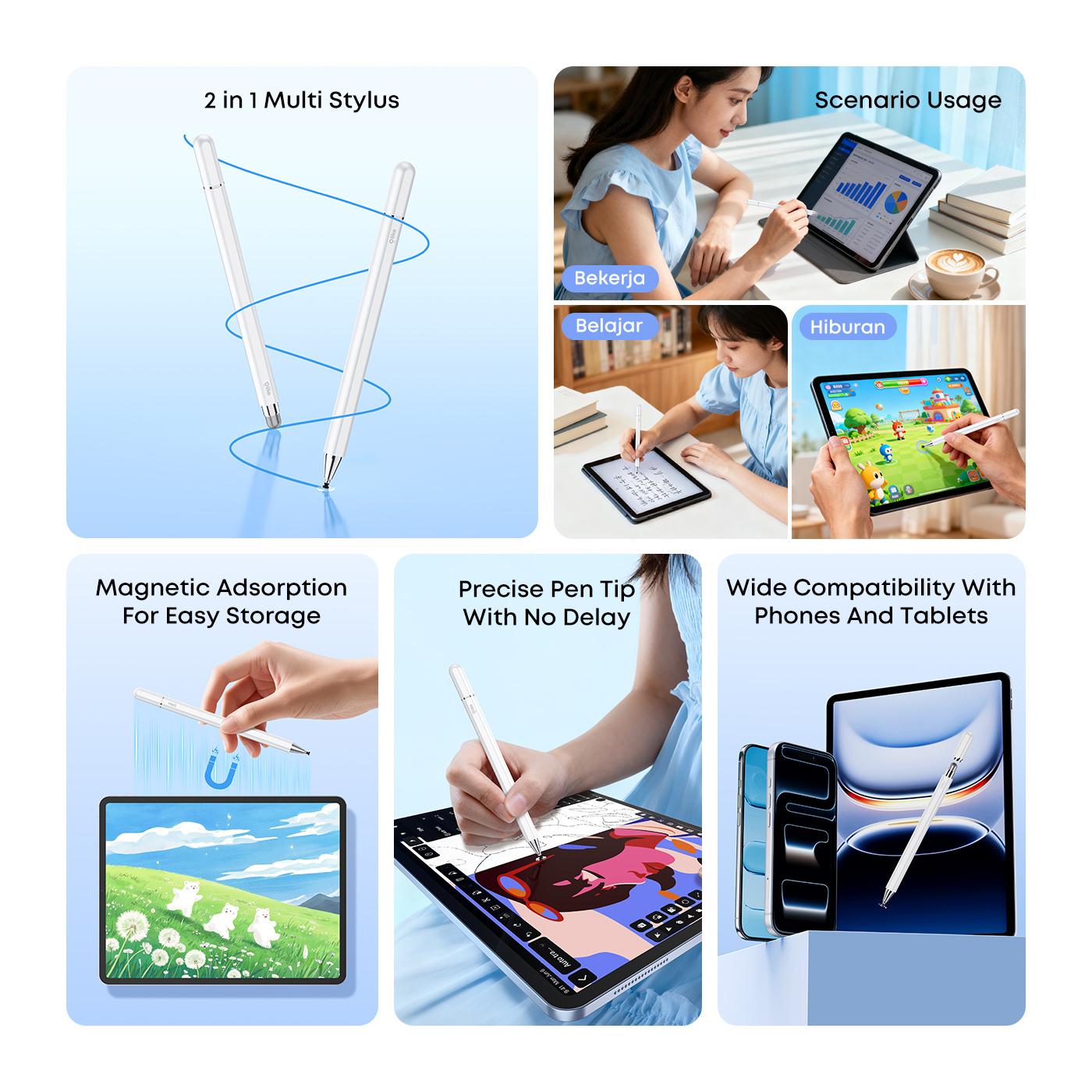 Olike Stylus Pen PN2 Universal Stylus Pensil 2 in 1 Multi Mode Magnetic Adsorption No delay