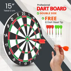 Papan Panahan15 Inch 20mm Papan Dart Board Dual Sided Kualitas Kuat Premium Free Anak Panah 004-2
