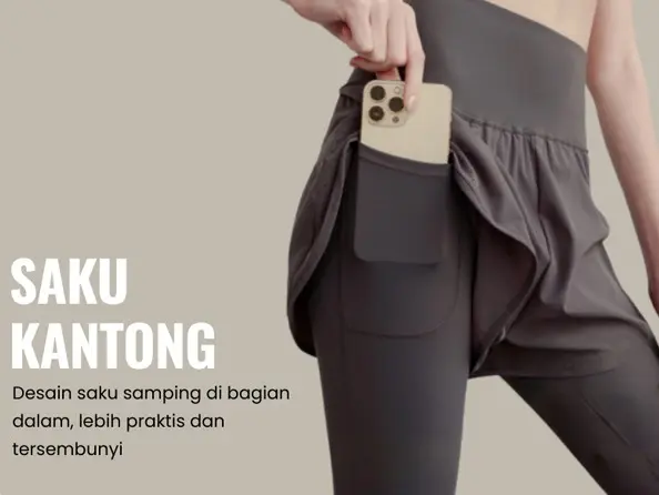 Celana Olahraga Wanita 2 In 1 High Waist Polos, Legging + Inner Celana untuk Gym, Bersepeda, dan Yoga. Bahan Cepat Kering, Nyaman dan Stylish untuk Aktivitas Olahraga Anda! Outdoor Pakaian Sport 5