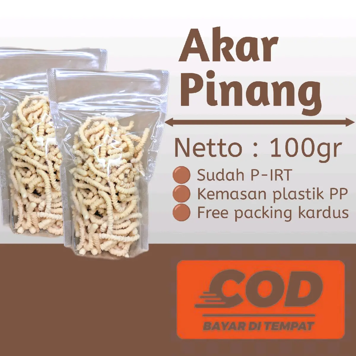 Cemilan Akar Pinang Gurih Krispy Khas Kotabaru Kemasan Pouch 100gr.