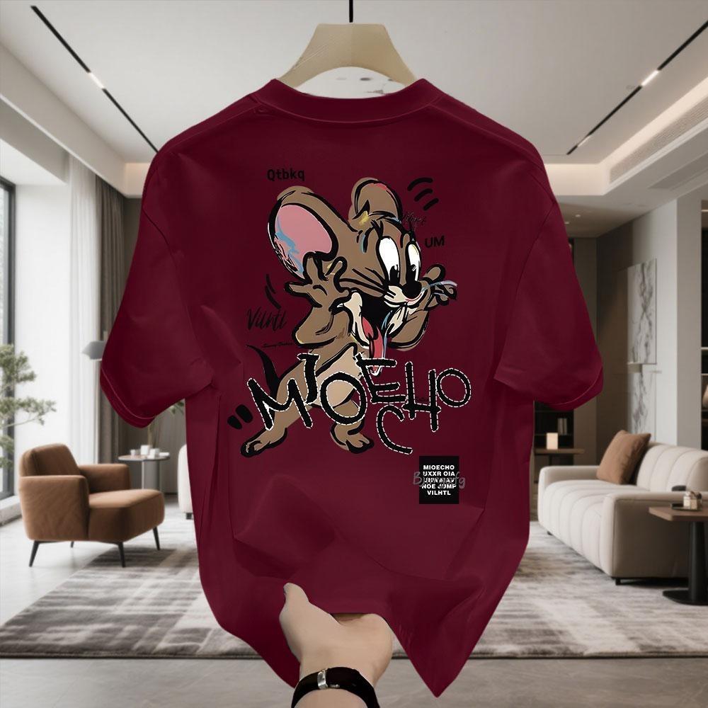 Kaos Oblong Lengan Pendek Motif Tikus Lucu 100% Katun Ukuran Besar Unisex