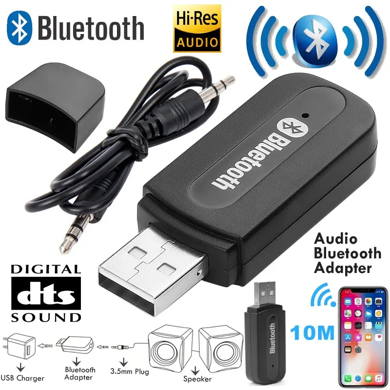 【Bluetooth】USB Wireless Bluetooth Music Receiver USB Bluetooth Audio Adapter USB Bluetooth Dongle for Speaker AUX Car Kit PC Smartphone