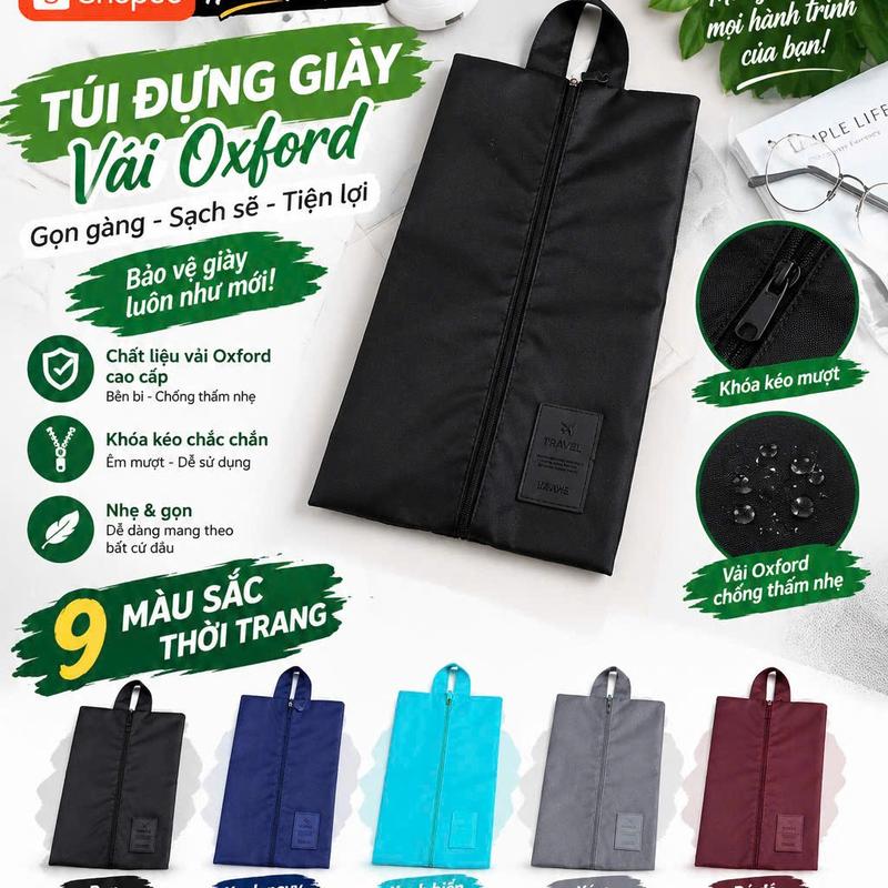 Túi đựng giày có quai xách, túi bọc giày vải Oxford chống ẩm, chống bụi có khóa kéo, chống nước, tiện dụng bảo vệ Đôi Giày của bạn
