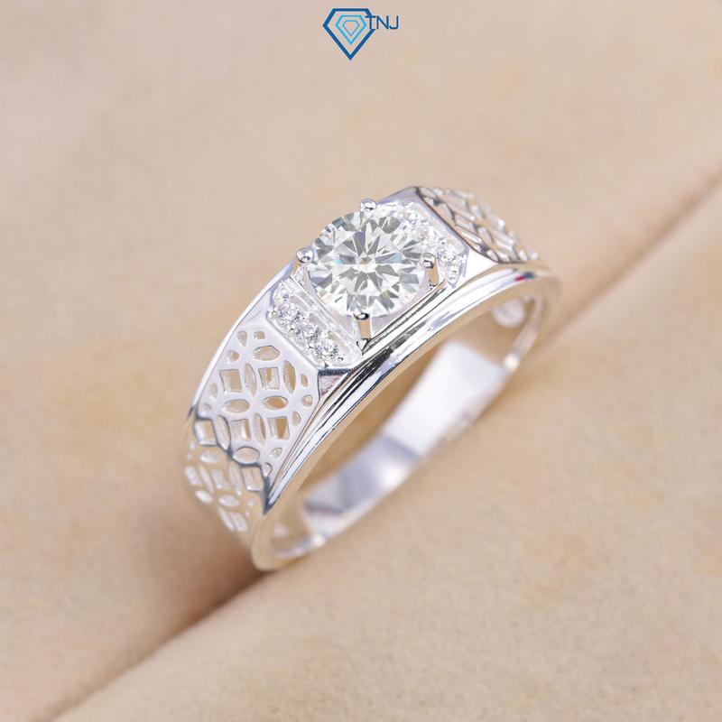 Nhẫn bạc nam đính đá CZ viền nhẫn họa tiết kim tiền sang trọng NNA0871