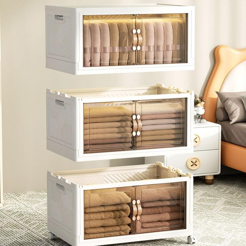 Large Capacity Clothes Storage Cabinet Locker Folding Wardrobe W/Lid Open Front 1