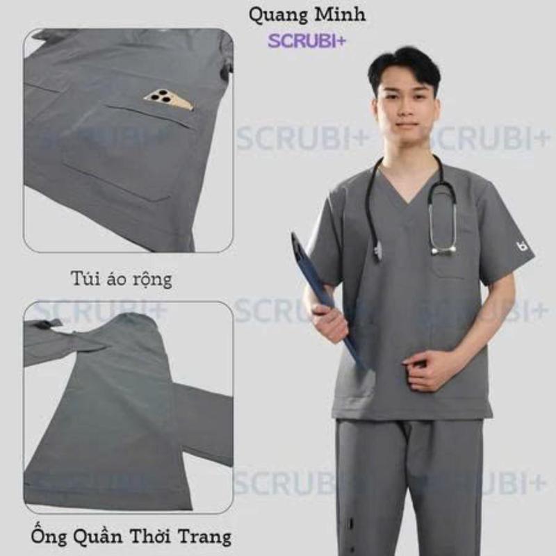Bộ Scrubs Bác sĩ Vải Lon Co Giãn,Đồng phục Spa,Phòng khám, Dược sĩ,Điều dưỡng