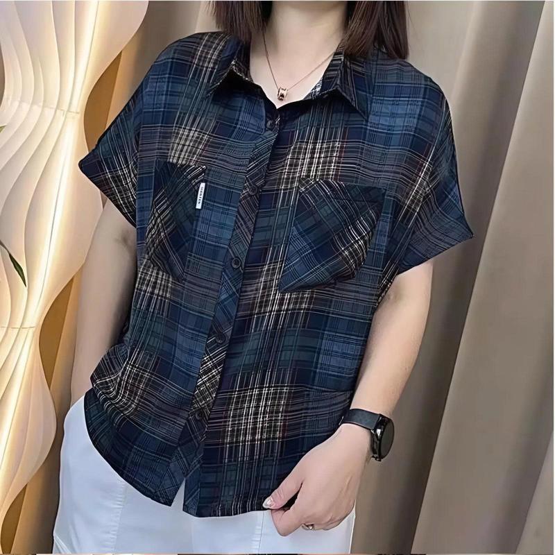 Mẫu áo sơ mi kẻ tay ngắn thiết kể lên from siêu đẹp chất liệu mềm mịn thoáng mát VP494