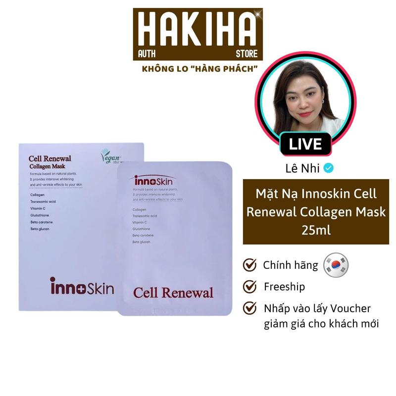  Innoskin Combo 20 Mặt Nạ Cell Renewal Collagen Mask 25ml Hàn Quốc Hộp 5 Miếng Cấp Ẩm Giảm Khô Ráp & Sần Sùi 