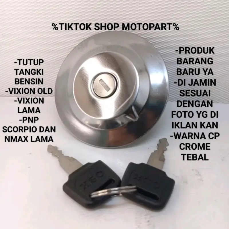 Tutup Tangki Bensin Vixion Lama,Vixion Old,Scorpio,N Max Lama Kualitas Import Terbaik Warna Crom Motorcycle 1