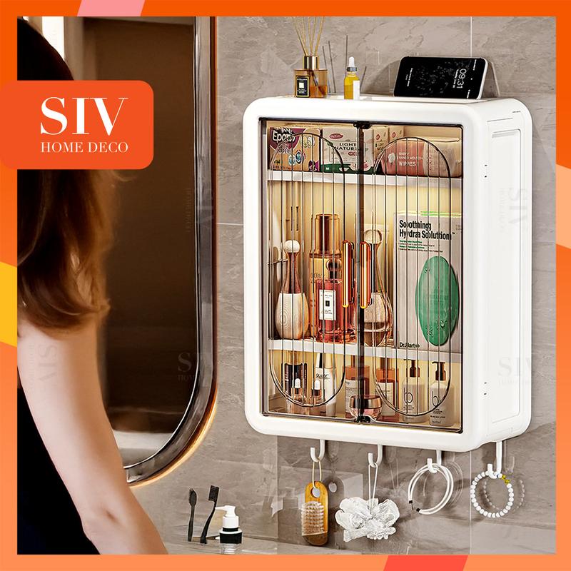 SIV Tủ phòng tắm treo tường Tủ lưu trữ bằng nhựa treo cho phòng tắm nhà bếp không thấm nước